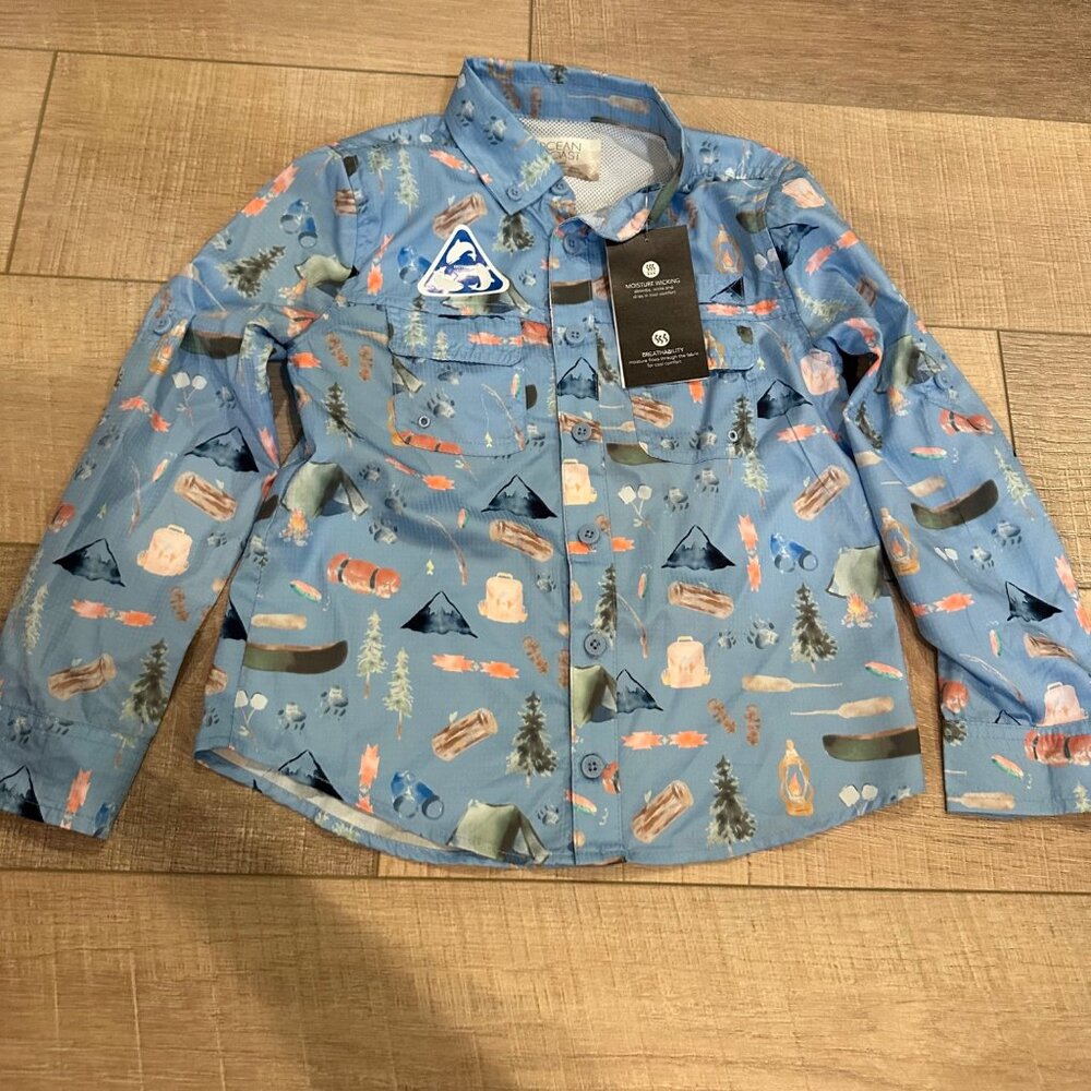 OCEAN & COAST BOYS OUTDOOR PRINT LONG SLEEVE FISHING SHIRT NEW SIZE 6